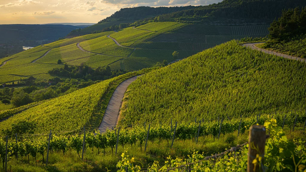 Rebberg und Weinlandschaft – Bildmotiv von PePrint für Weinreisen-Werbung.